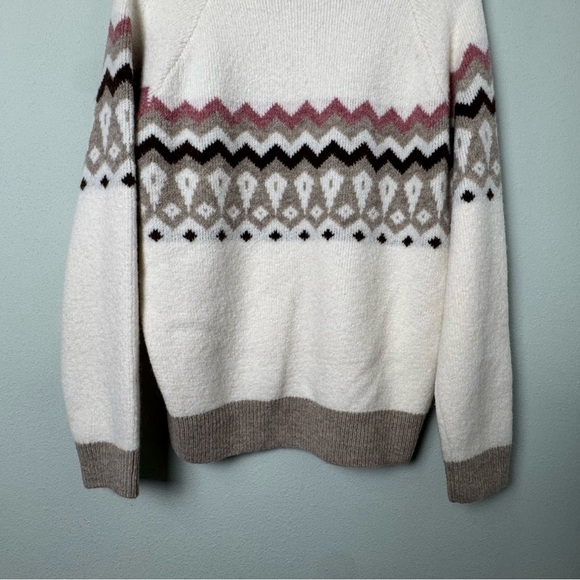 NWT Madewell Wool Blend Fair Isle Markham Pullover Sweater Antique Cream Large - Picture 11 of 15